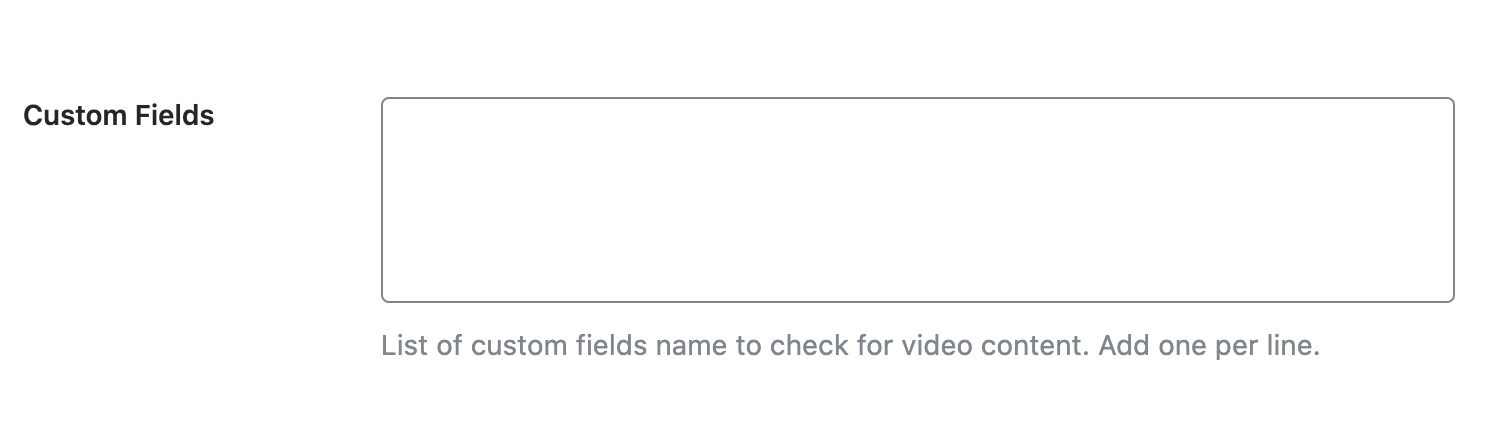 Custom fields - video sitemap settings