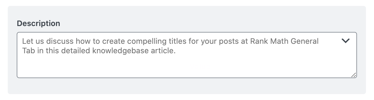 Description in Facebook sharing options