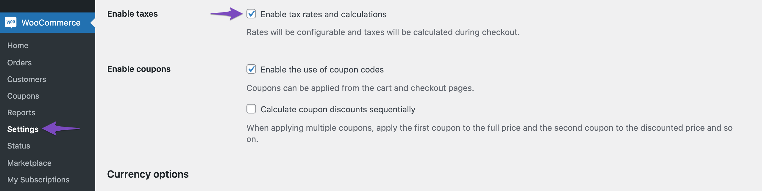 Enable Tax rates and calculations