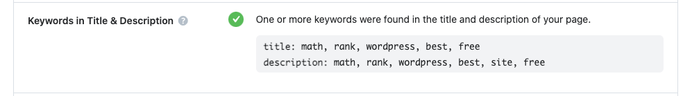 Keywords in Title & Description test passed