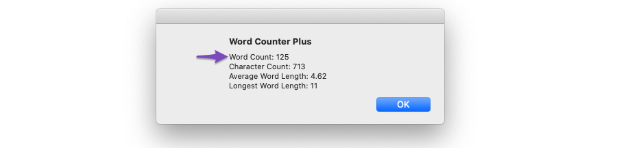 Check word count in popup