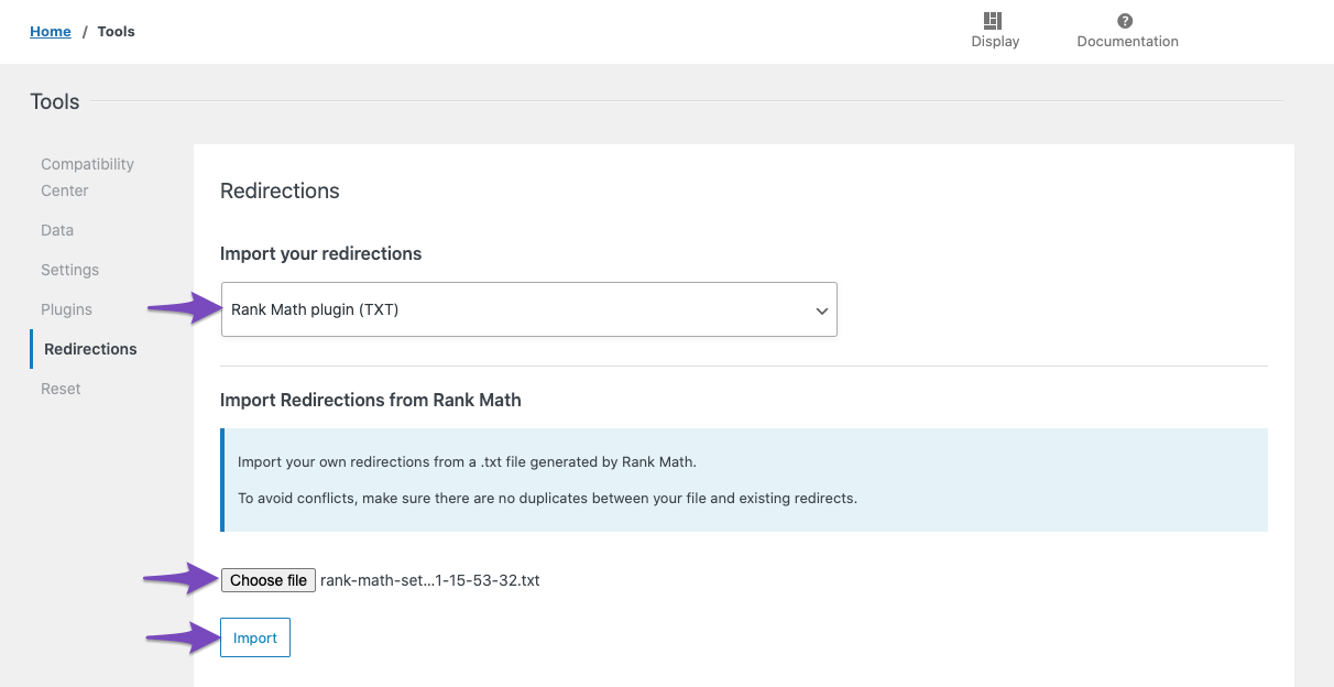 Import Rank Math Redirections in SEOPress