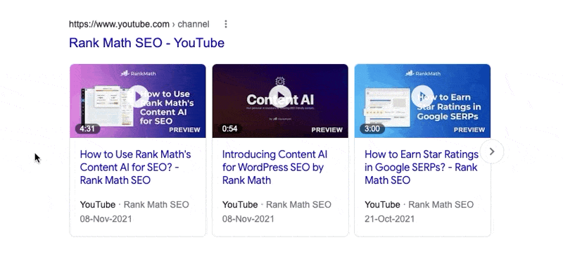 Video Animated Snippet Preview in SERPs