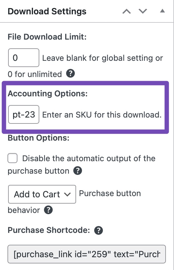 Add SKU in the download settings