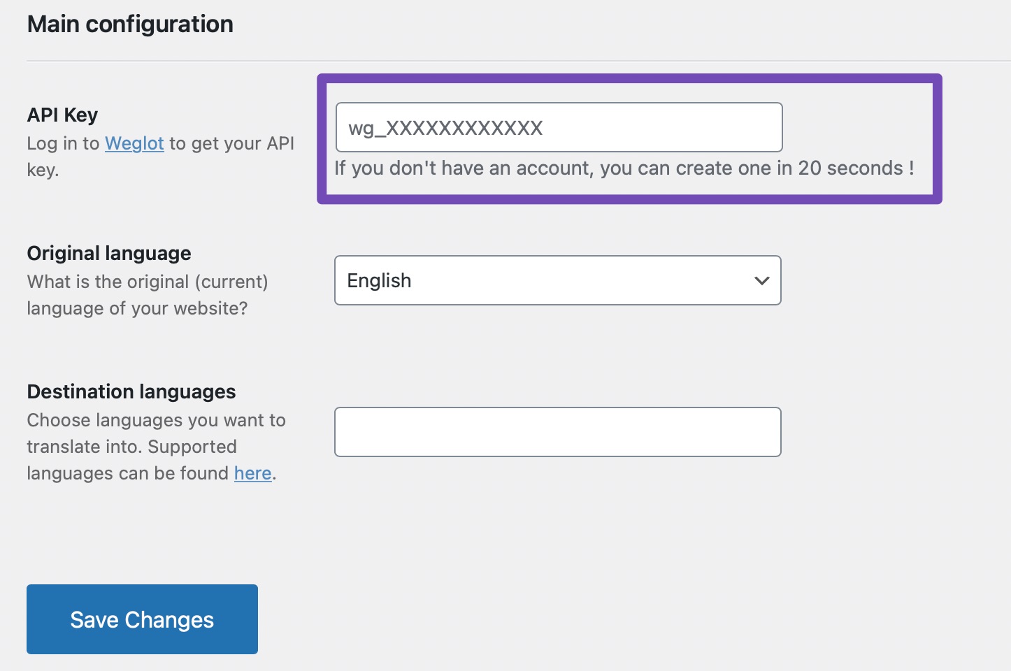 weglot main configuration