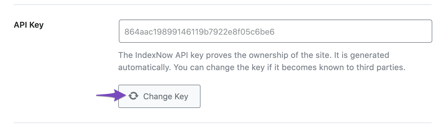 Change IndexNow API Key in Instant Indexing Settings