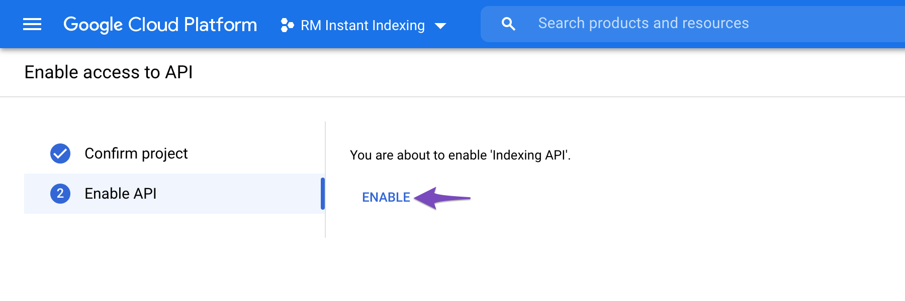 Enable Instant Indexing API