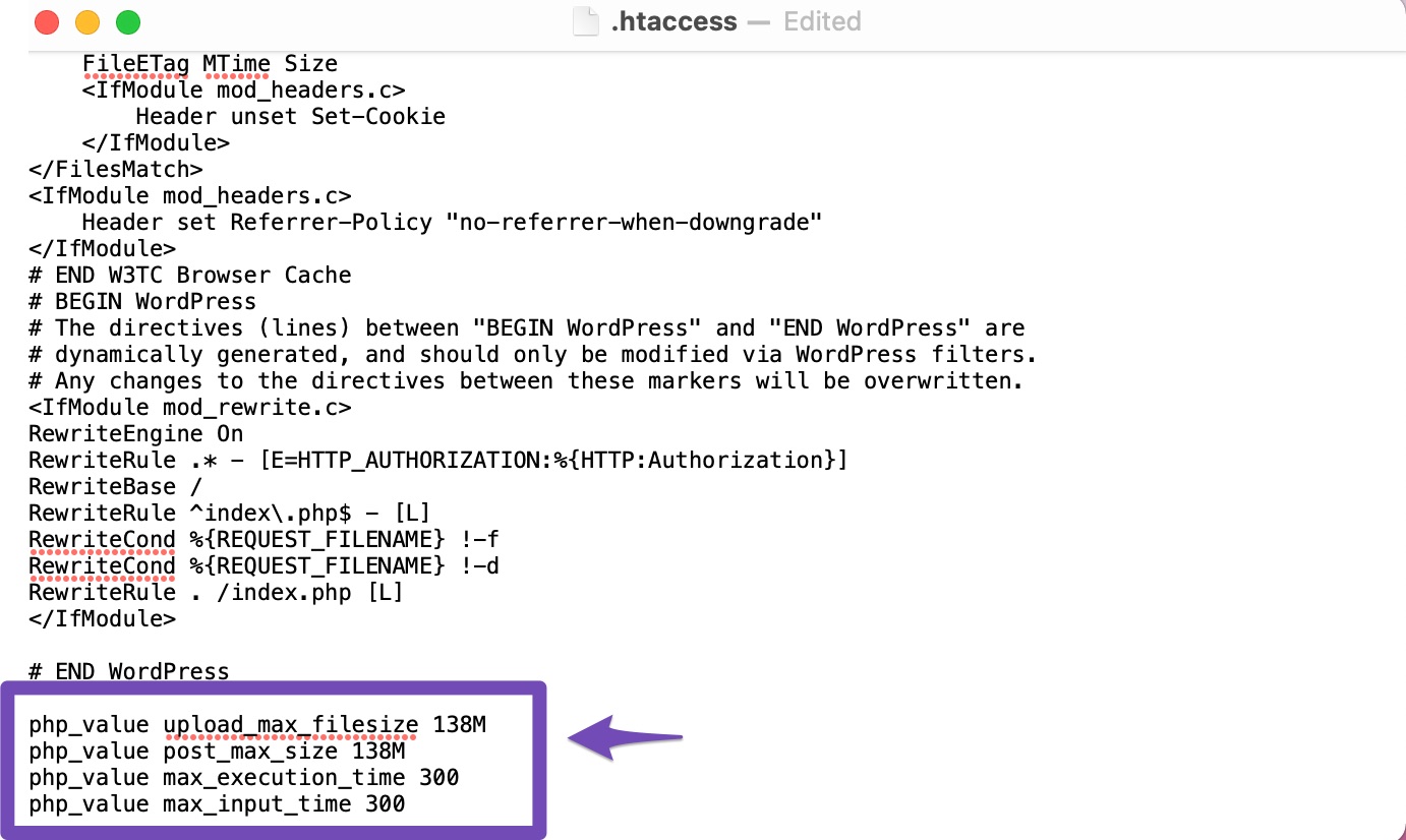 Add code to the .htaccess file