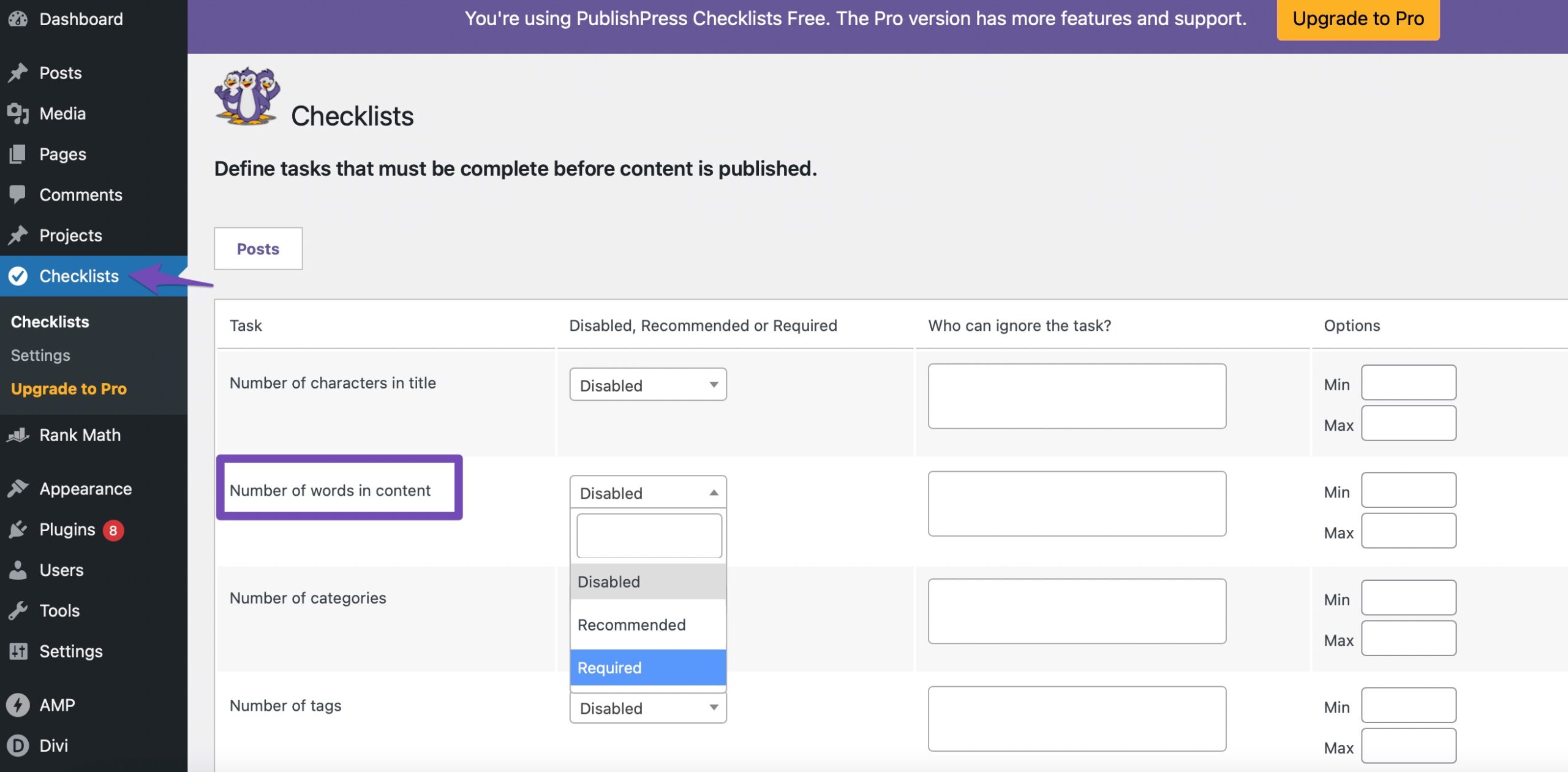 How to Set a Minimum Word Count for WordPress Posts Rank Math