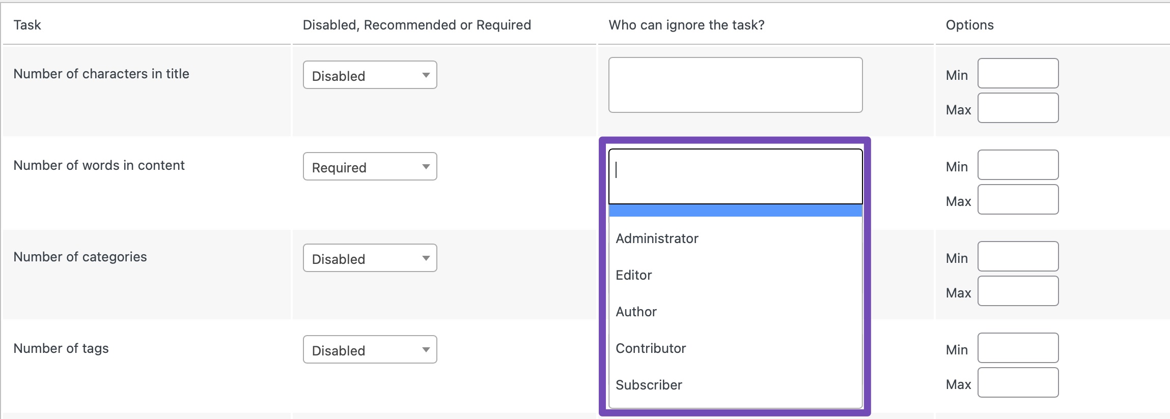 Select user roles