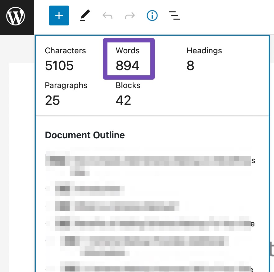 Check Word Count in Gutenberg Editor