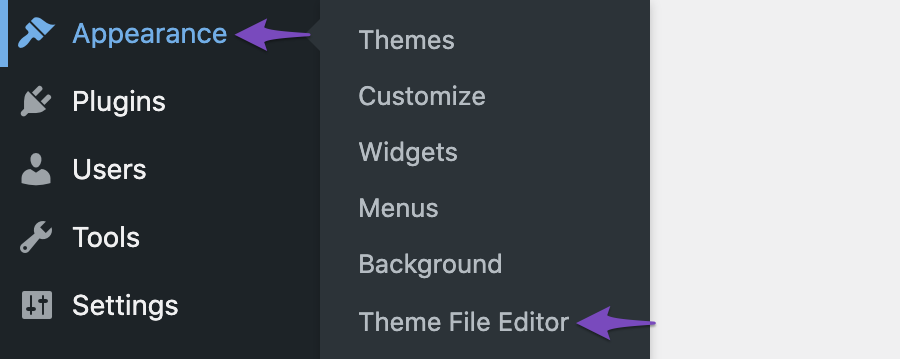 Navigate to Theme File Editor