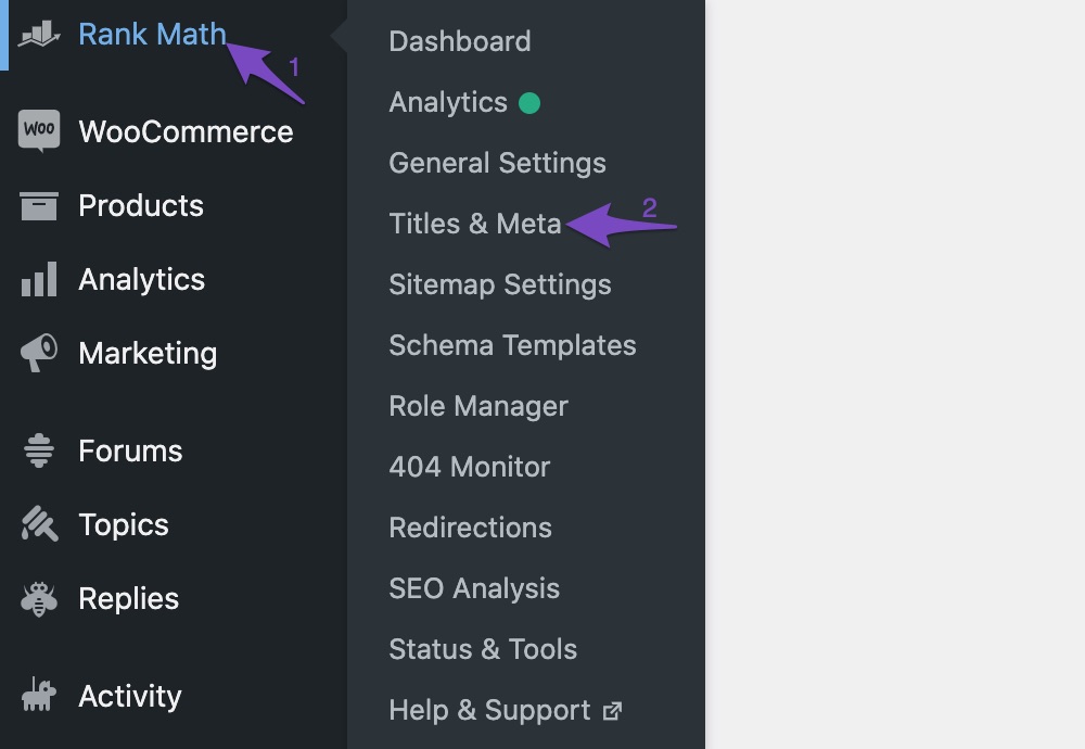 Rank Math's Title and Meta settings