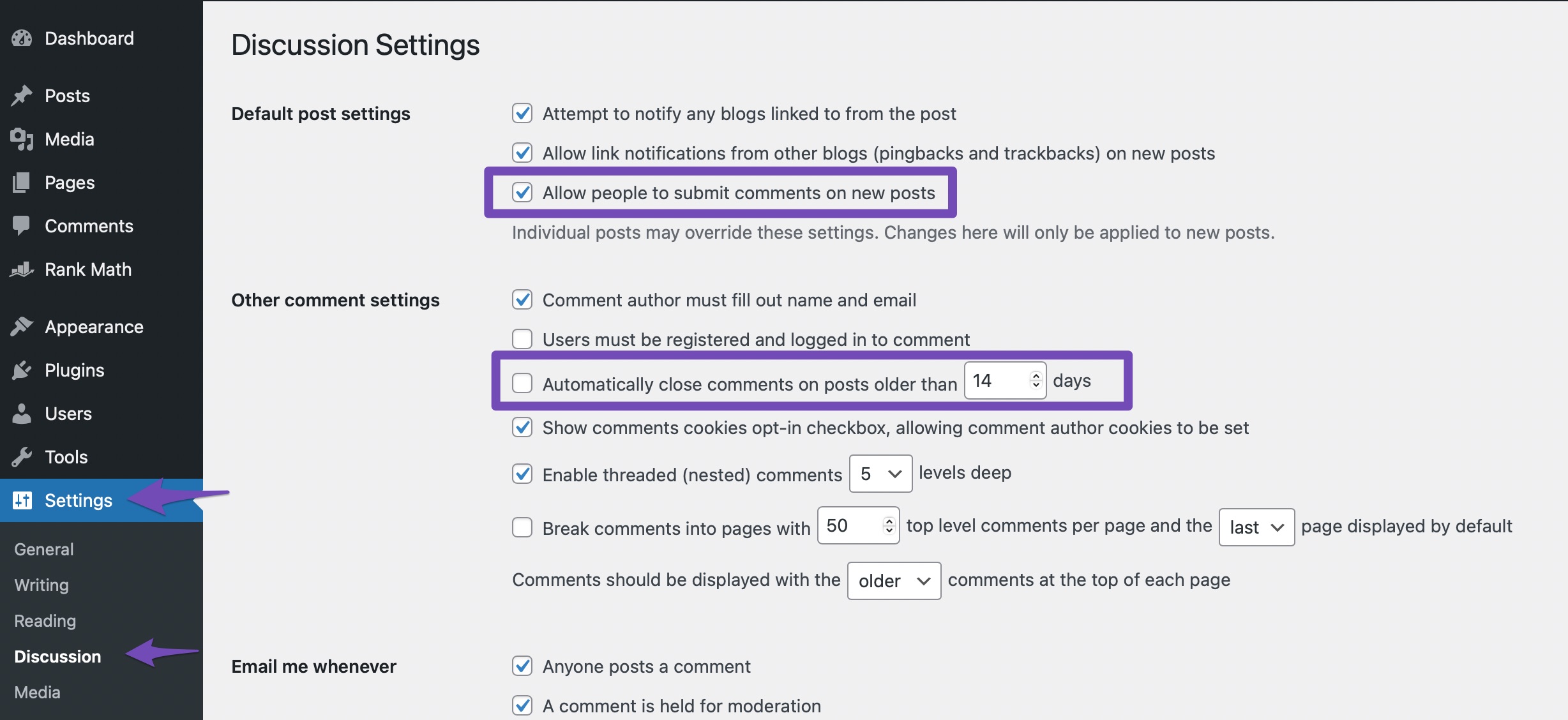 How to Easily Fix Comments Are Closed in WordPress Rank Math