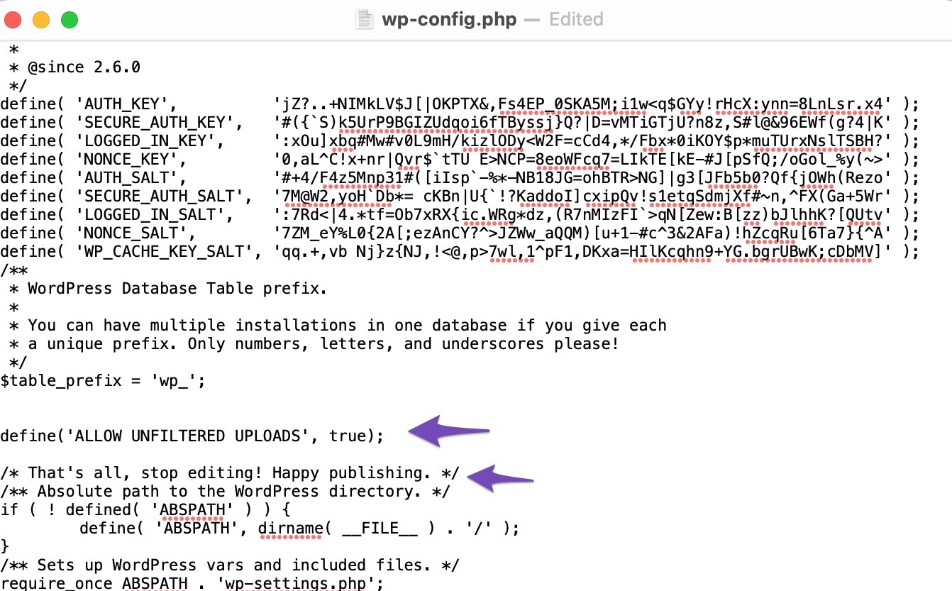 Add code to the wp-config.php file