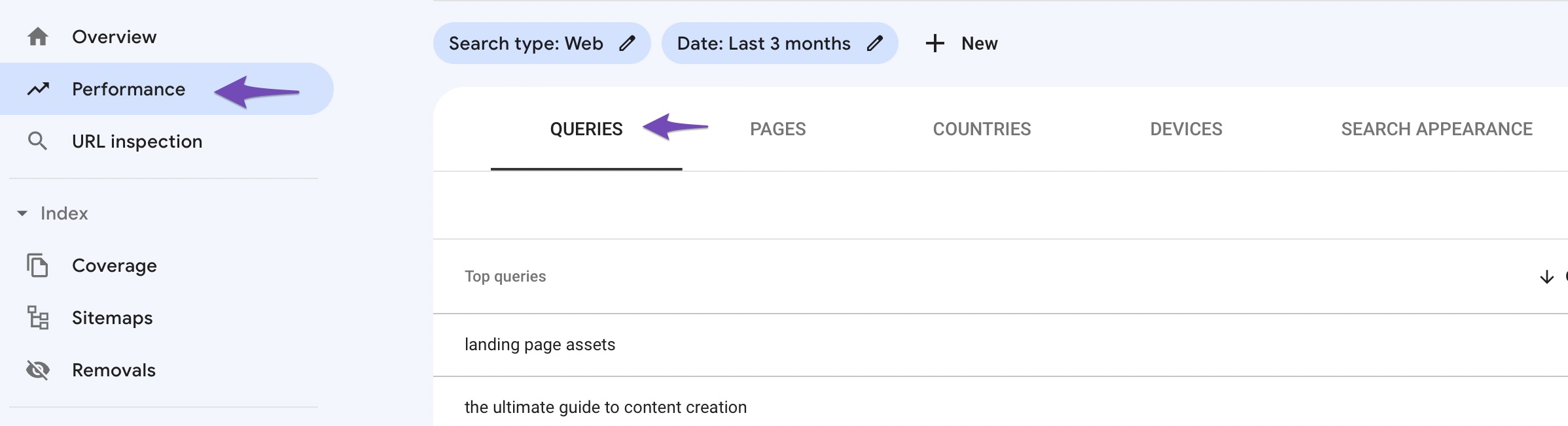 Use Google Search Console to view organic keywords