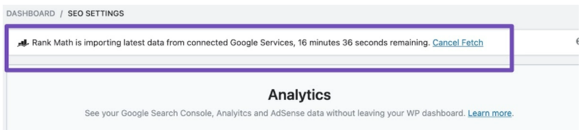 Rank Math importing the data