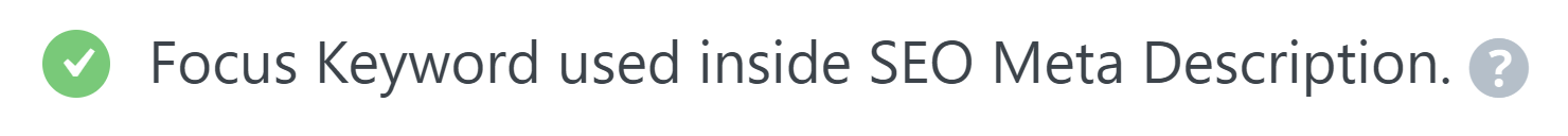 Added focus keyword inside SEO Meta description