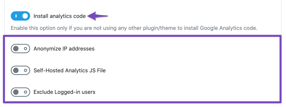 Enable Install Analytics code