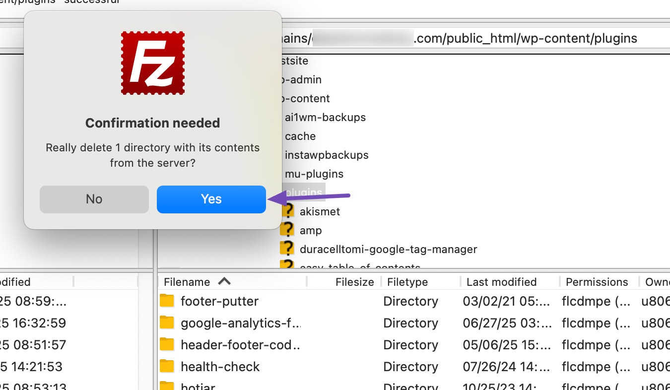 Confirmation message