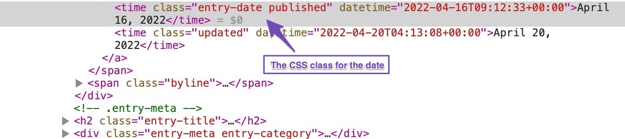 CSS date class