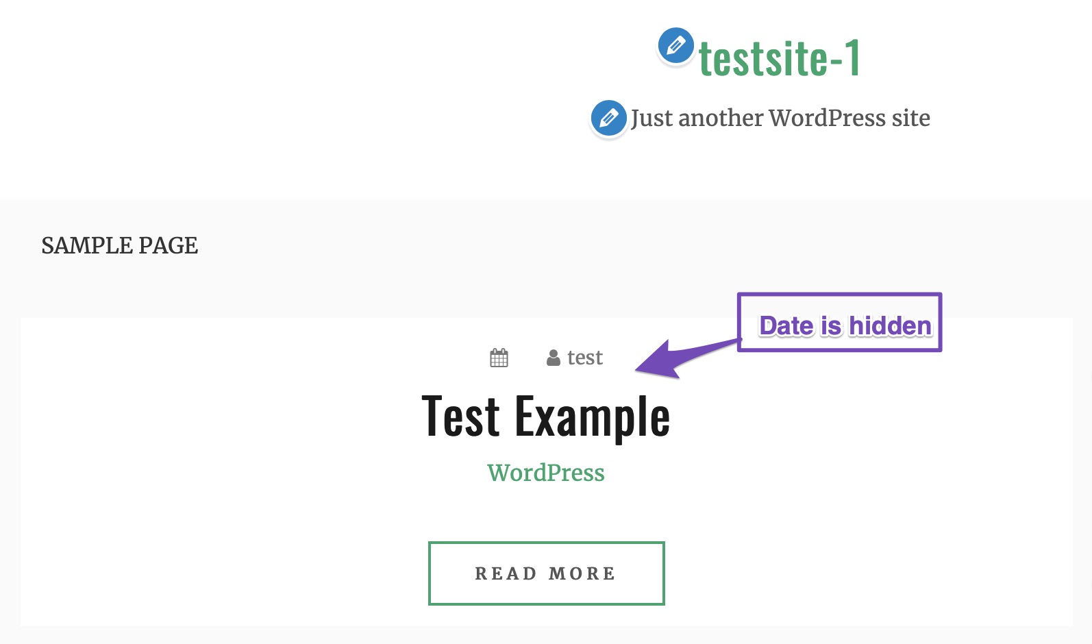 A data é ocultada com a ajuda do código CSS.