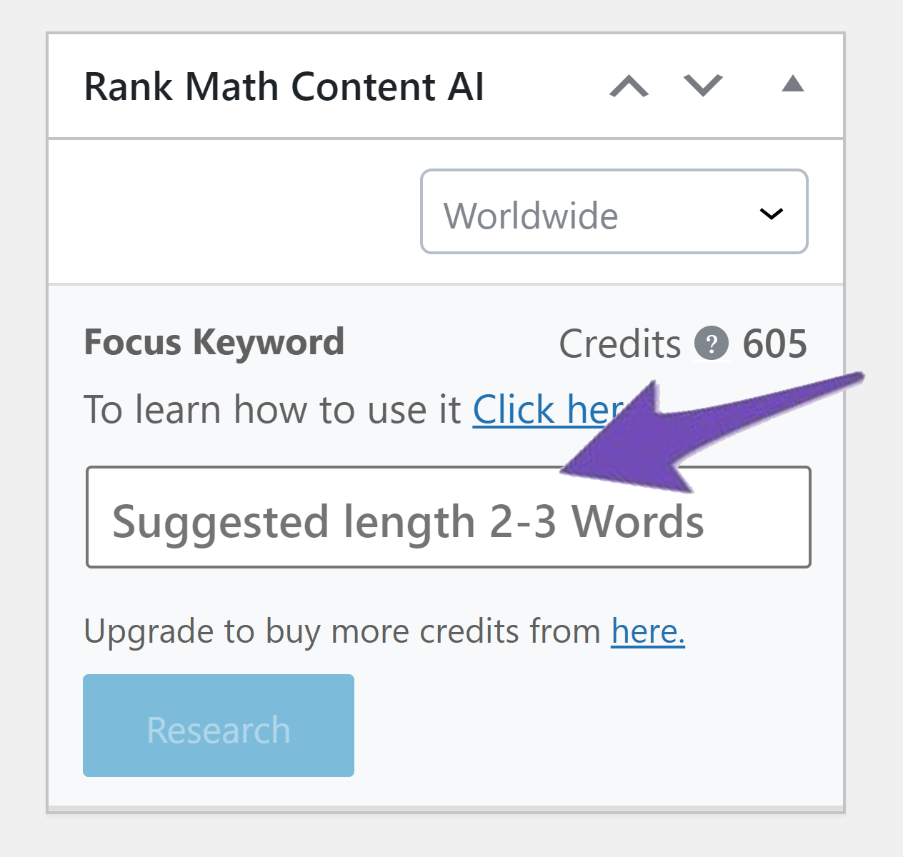 Add Focus Keyword to Content AI
