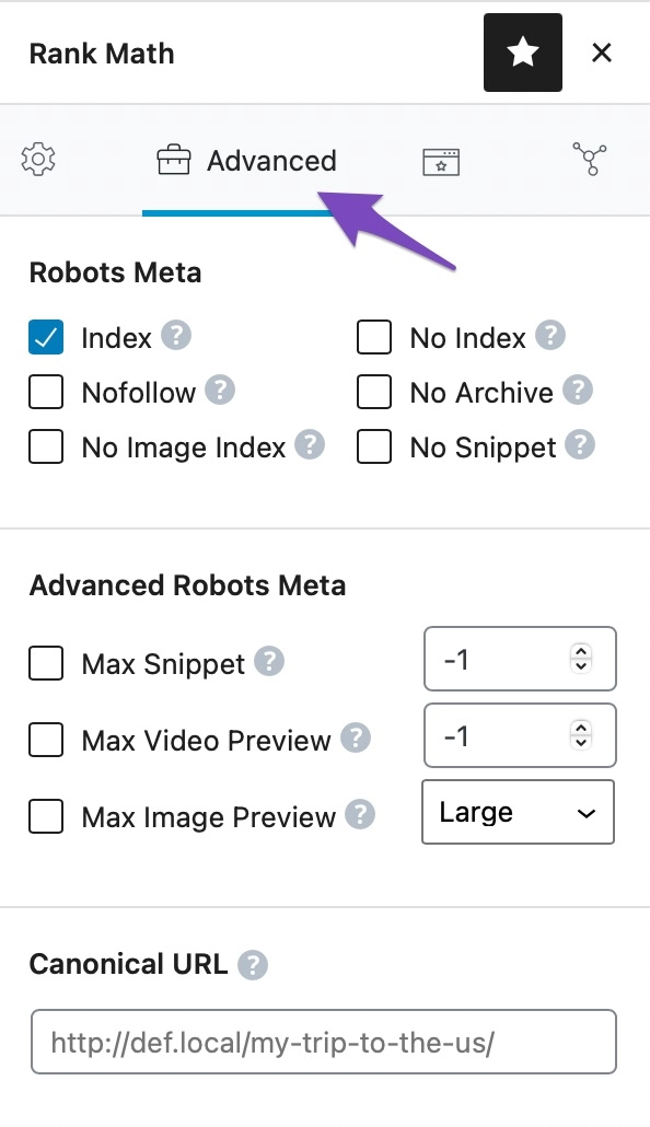 Advanced Tab