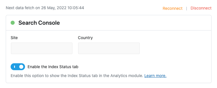 Search console settings in Rank Math Analytics settings