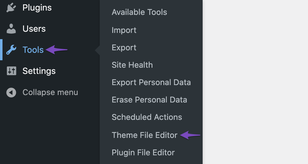 Navigate to Theme File Editor
