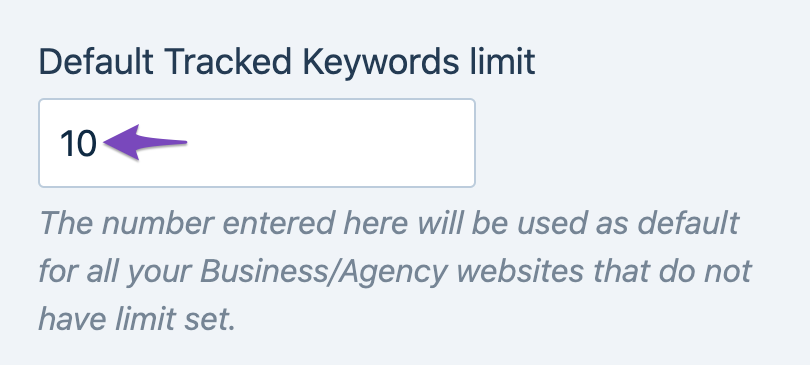 Default Tracked Keywords limit