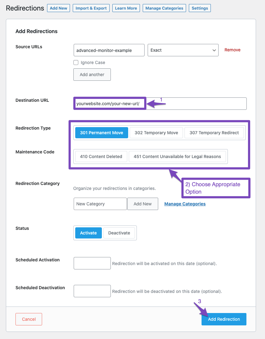 How to configure redirect for a 404 error