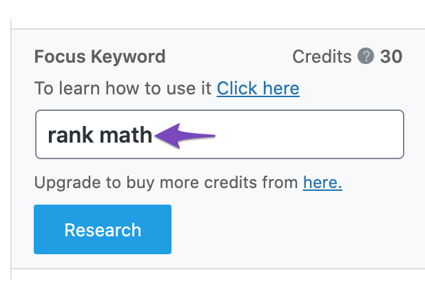 Researched focus keyword in Content AI