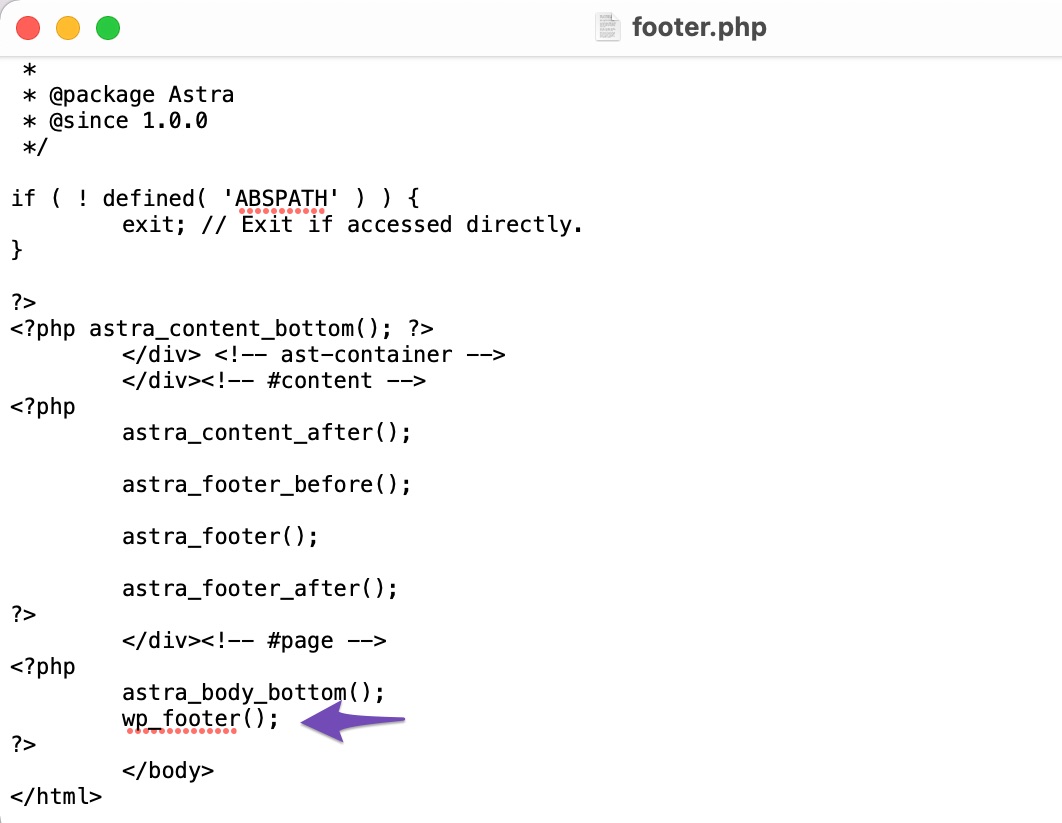 add footer code to the file
