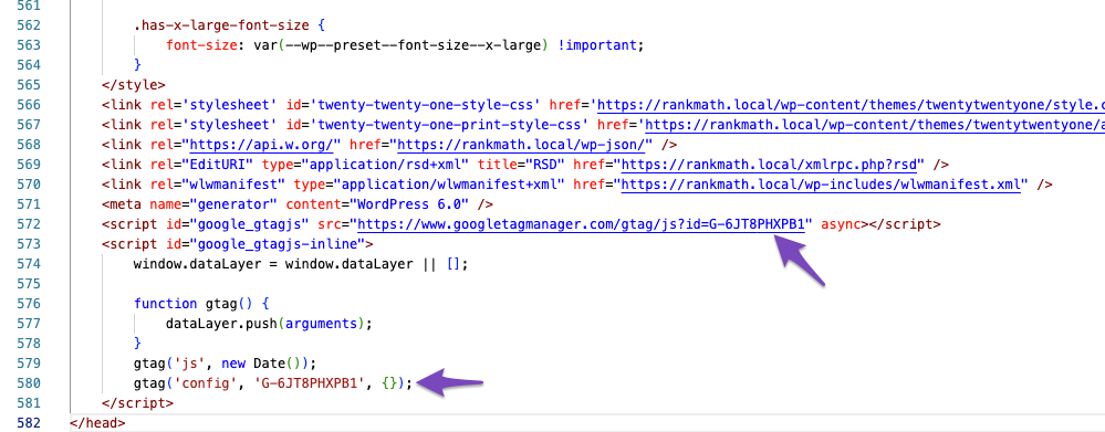 Check for measurement ID in page source code