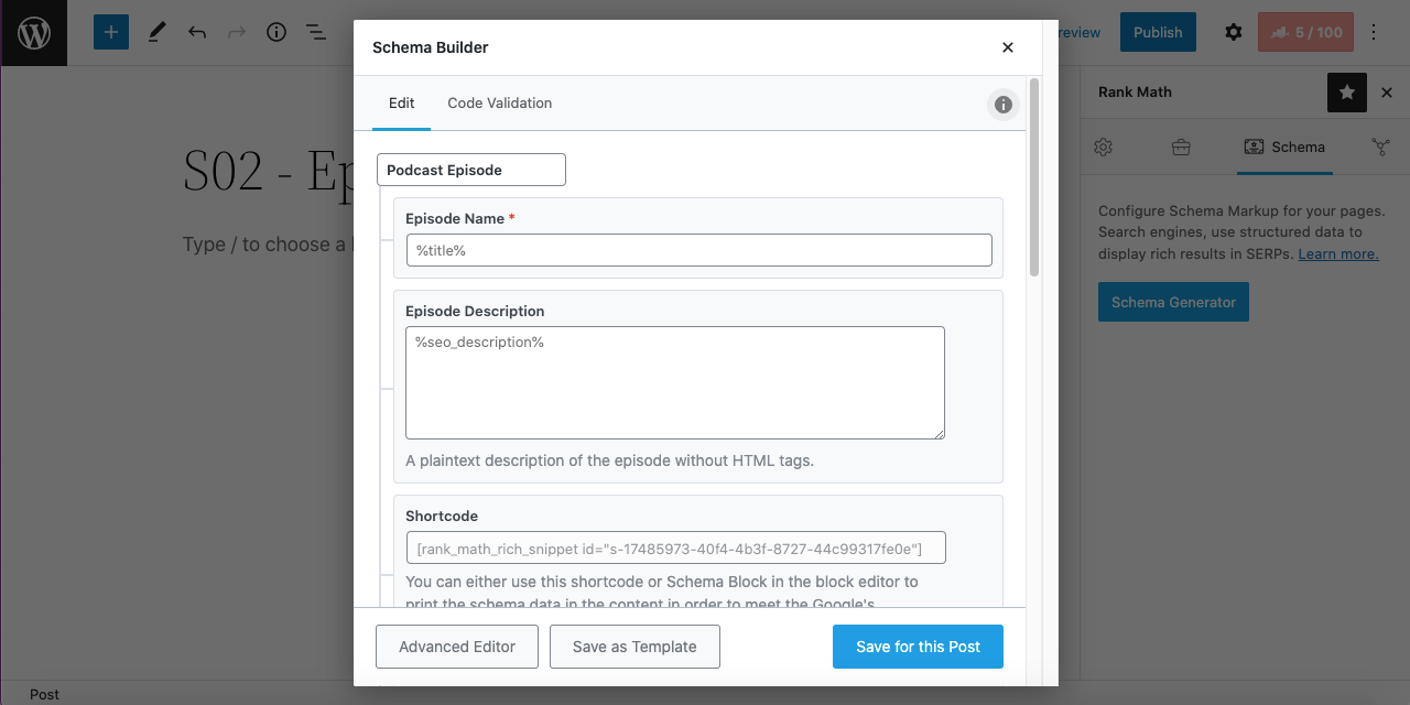 Podcast Episode Schema builder