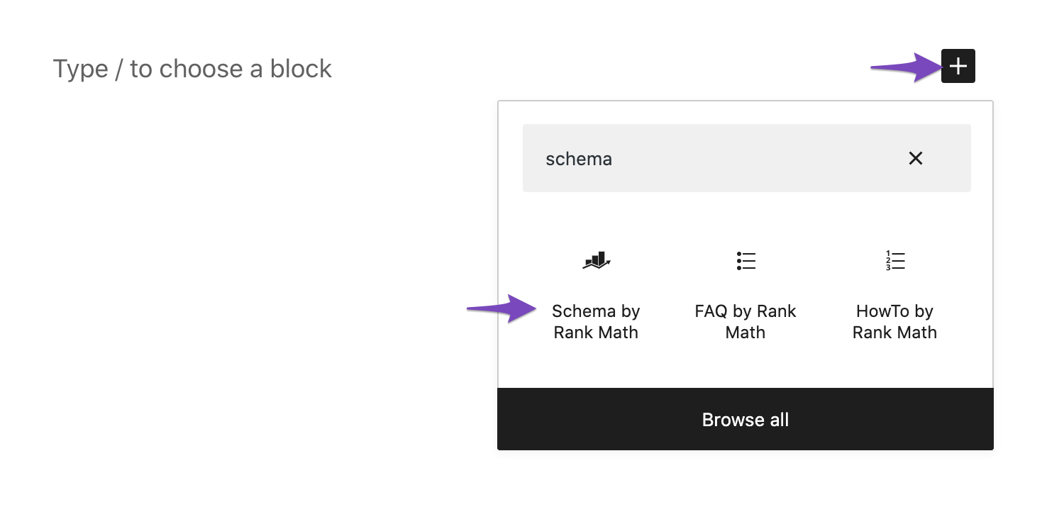 Rank Math Schema block