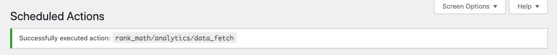 Rank Math Analytics data fetch action ran successful
