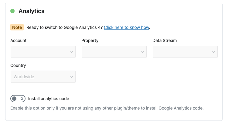 Rank Math is connected with Google Analytics 