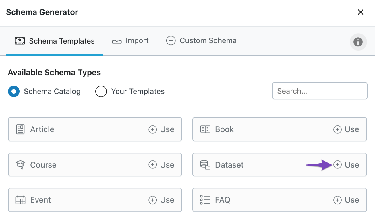 Use Dataset Schema Type