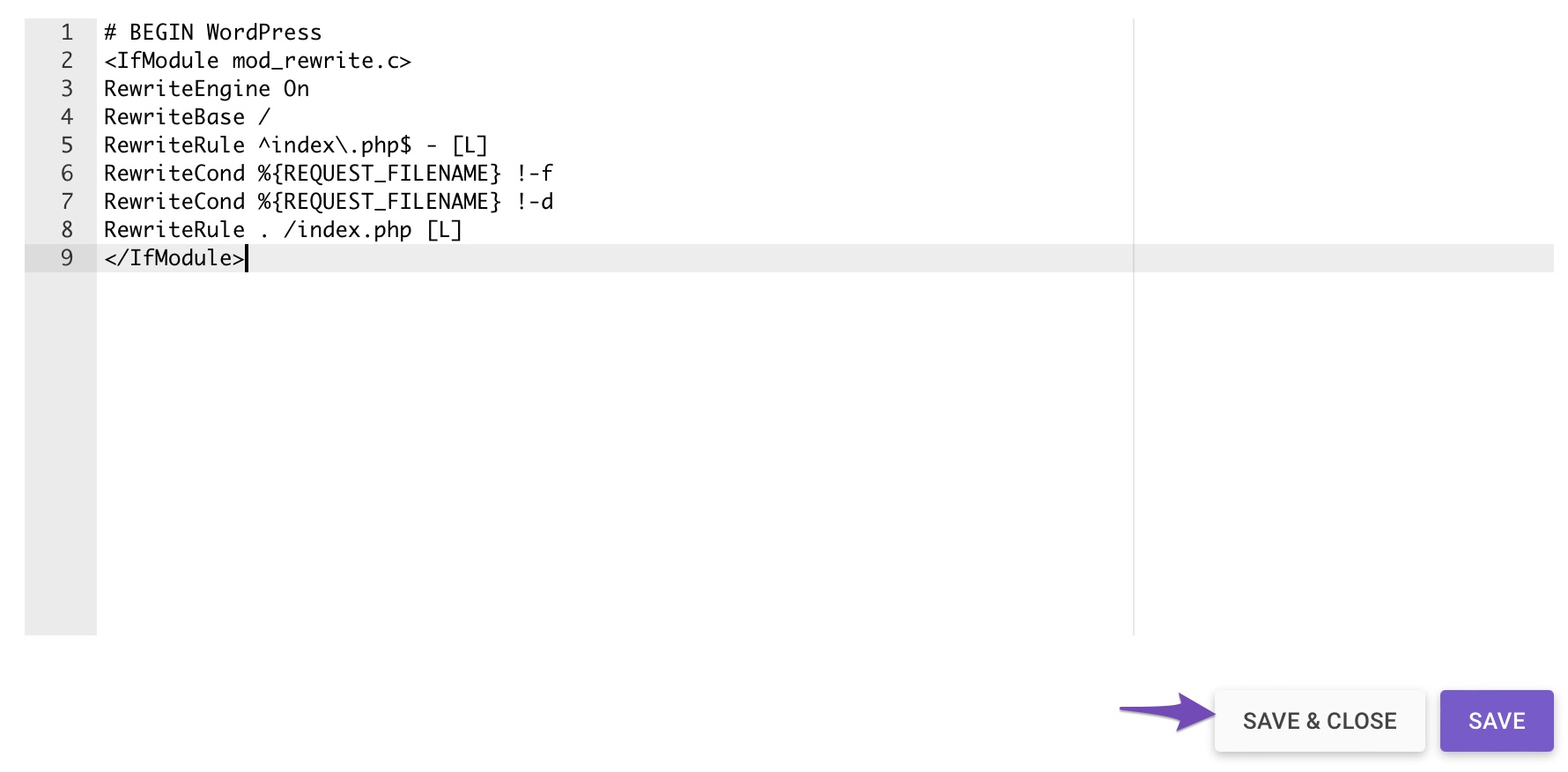 add code to the .htaccess file