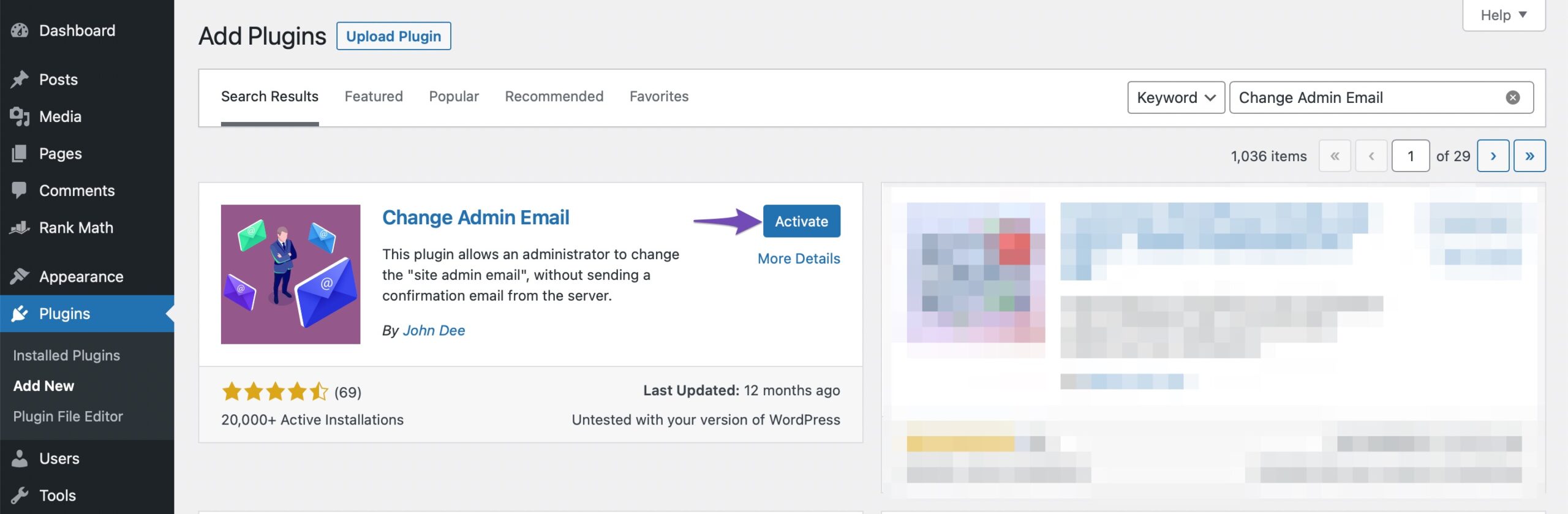 instale e ative o plugin Change Admin Email