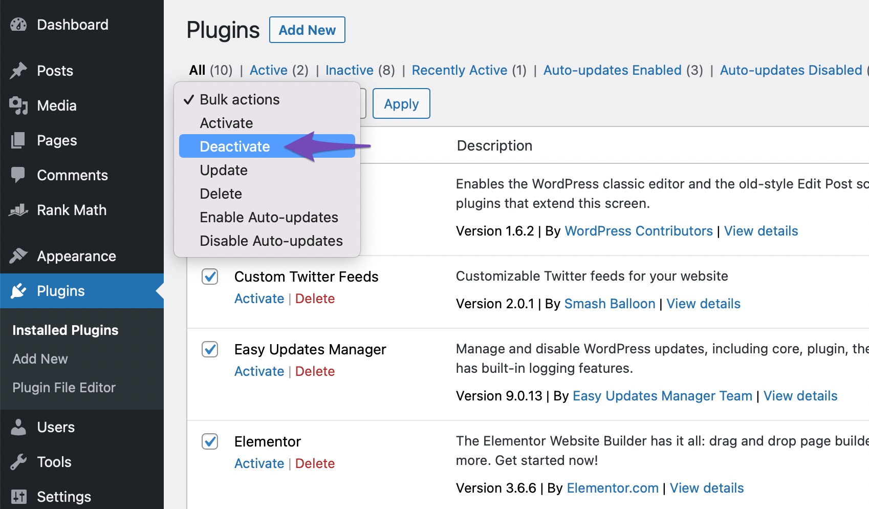 desative todos os plugins