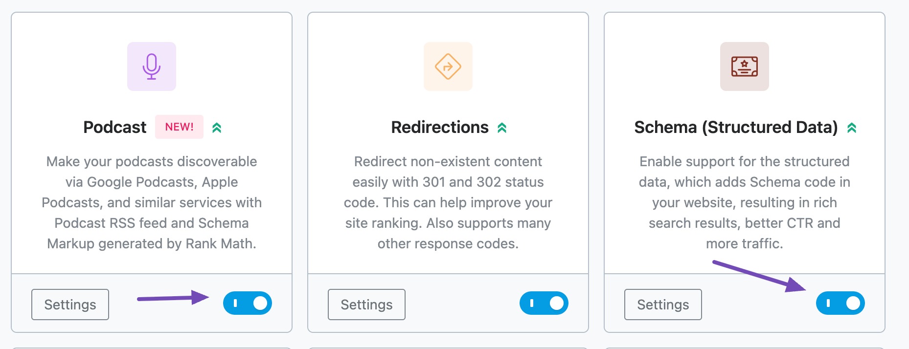 Enable Podcast and Schema module