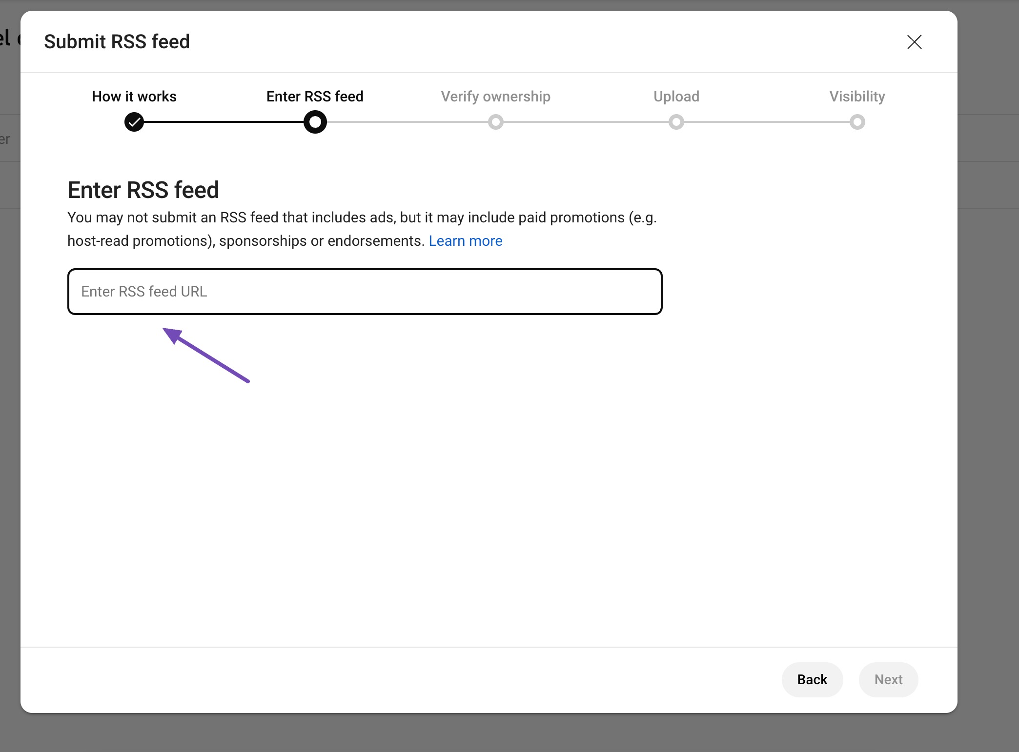 Enter Rss feed
