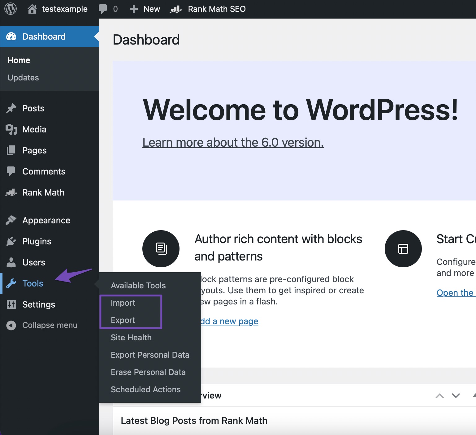 Import/Export options In WordPress