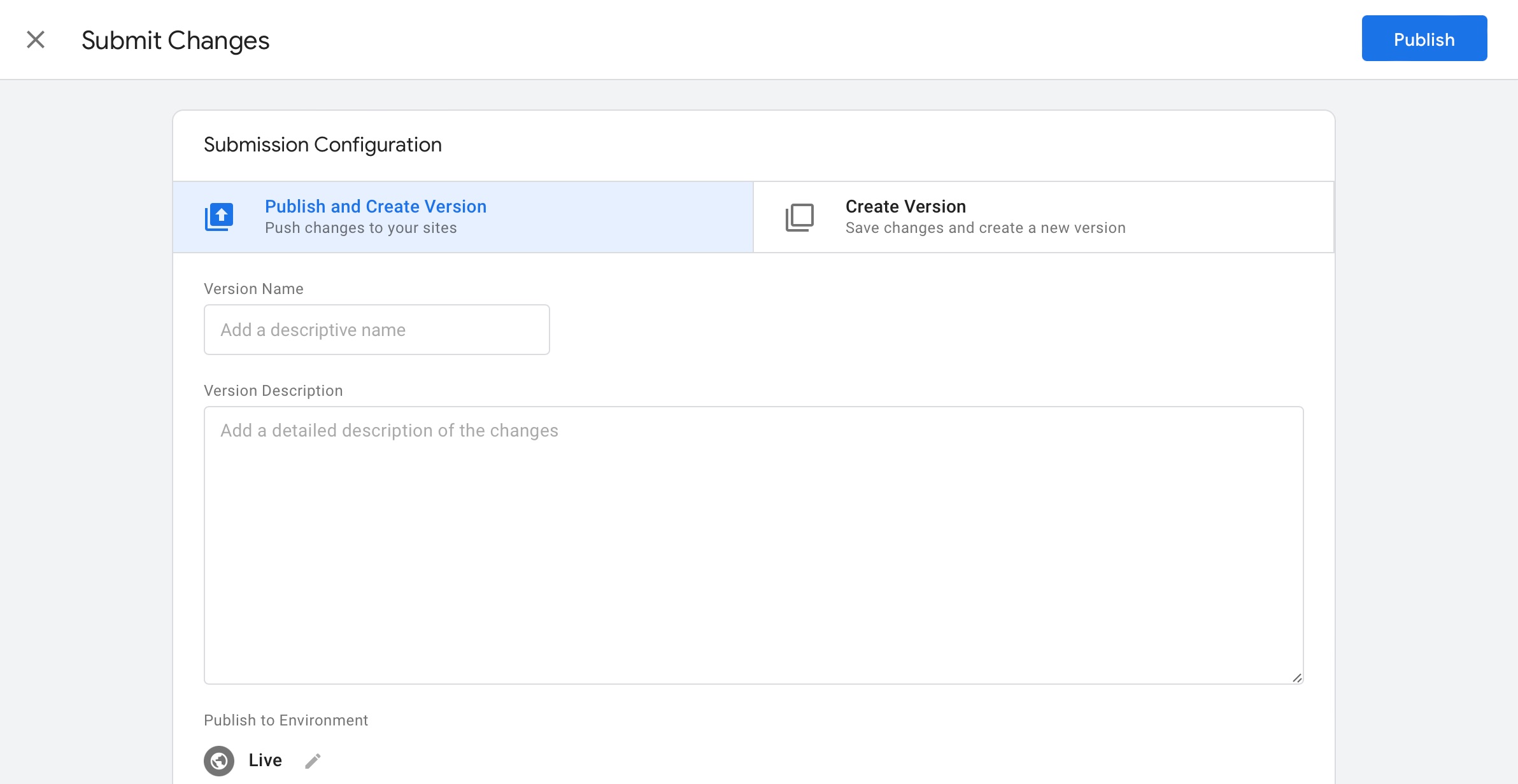 publish tag manager