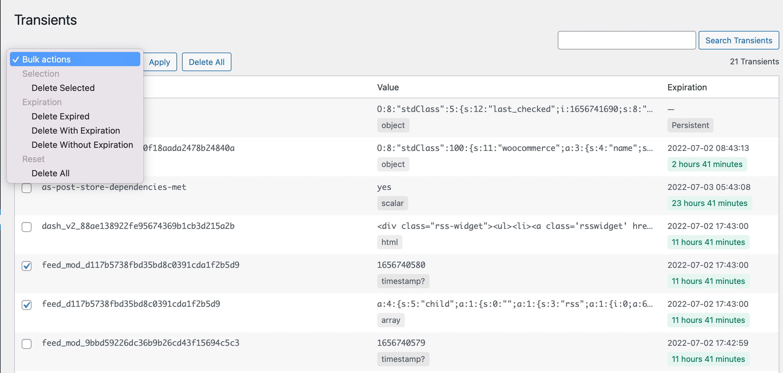 perform bulk actions