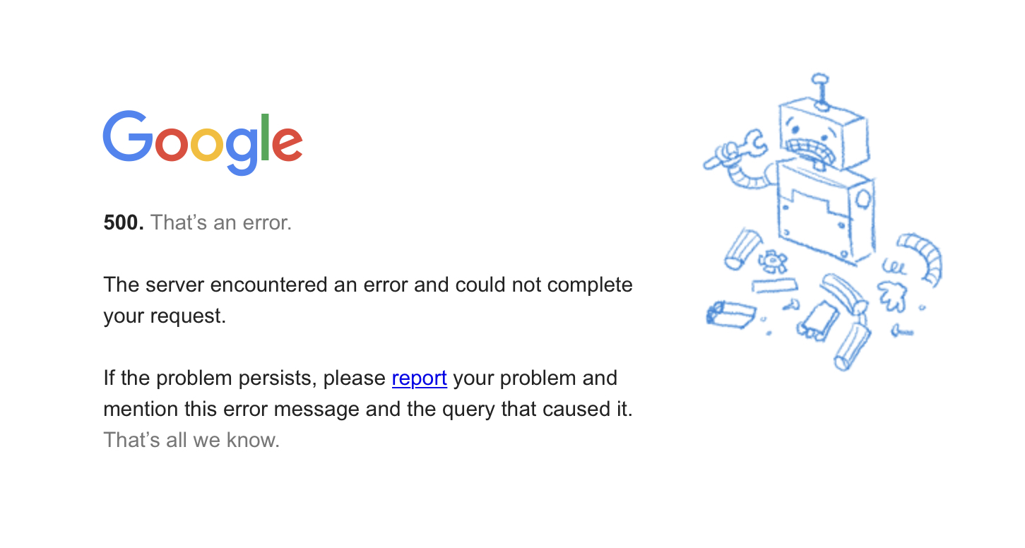 Google Error 500