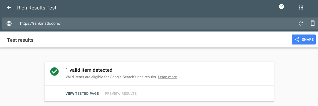 Google Rch Results Test
